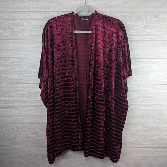 JM Fleurette Red Velvet Kimono ladies short sleeve Cardigan - Picture 6 of 6